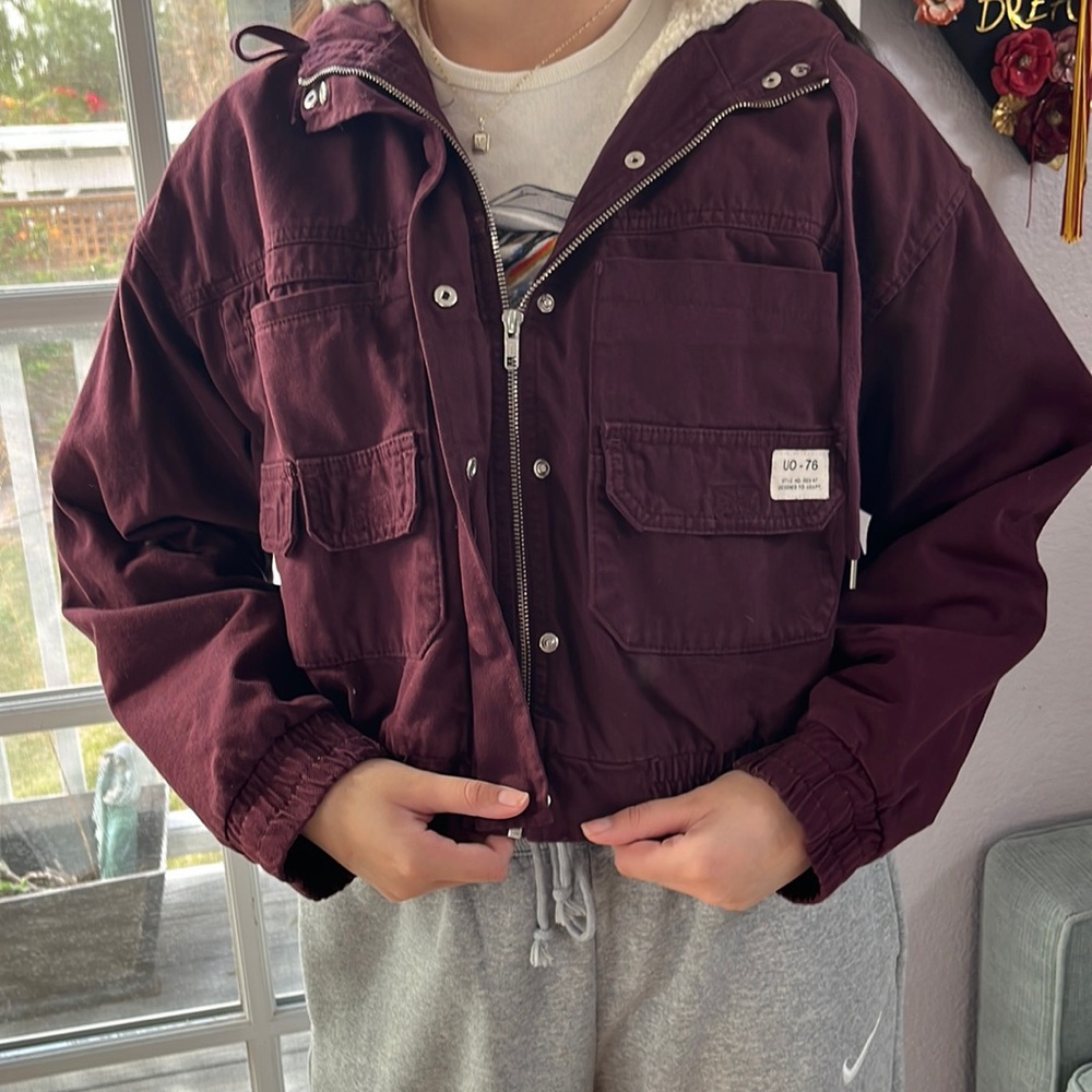 BDG Burgundy Crop jacket